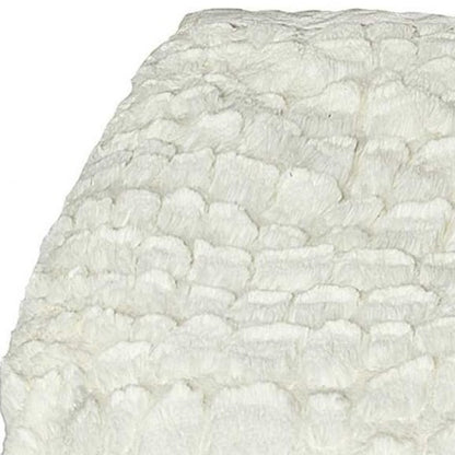 50" X 70" Ivory Faux Fur Plush Throw Blanket with Embroidery