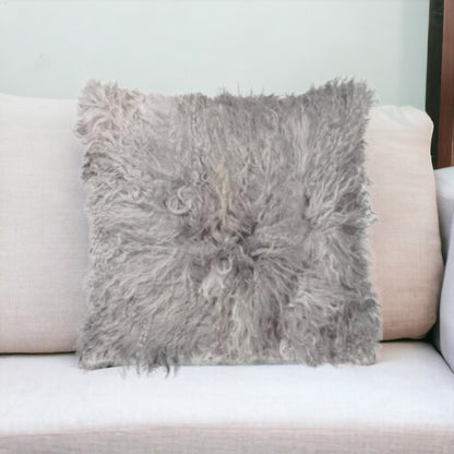 18" Natural Sheepskin Throw Pillow