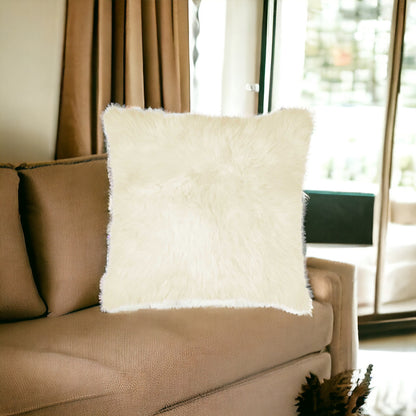 18" Natural Sheepskin Throw Pillow