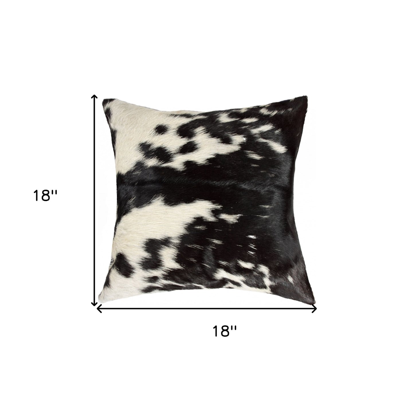 18" X 18" X 5" Brown And White Cowhide  Pillow