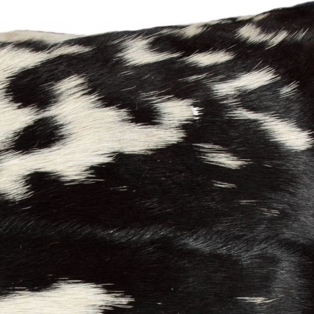 18" X 18" X 5" Brown And White Cowhide  Pillow