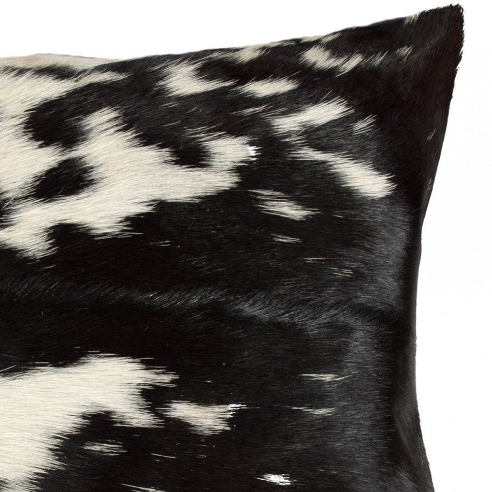 18" X 18" X 5" Brown And White Cowhide  Pillow