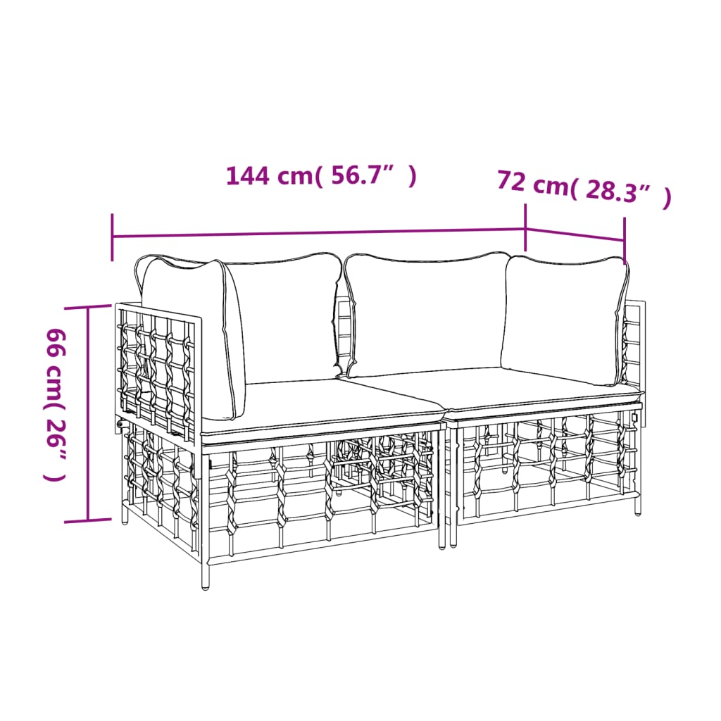 Sectional Corner Sofas with Cushions 2 pcs Poly Rattan