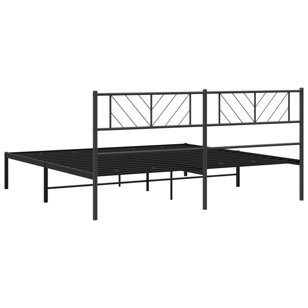 Metal Bed Frame without Mattress with Headboard Black 76"x79.9"