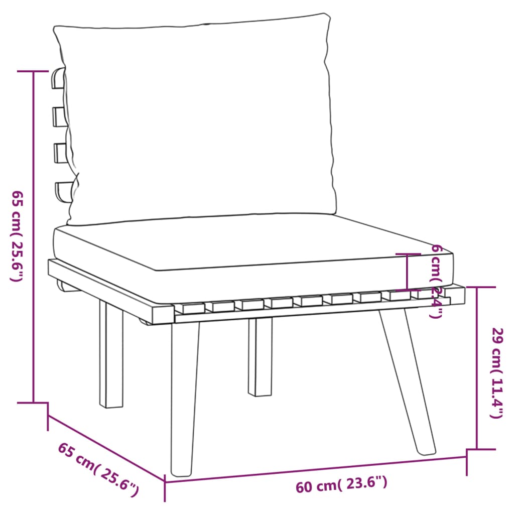 4 Piece Patio Lounge Set with Cushions Solid Acacia Wood