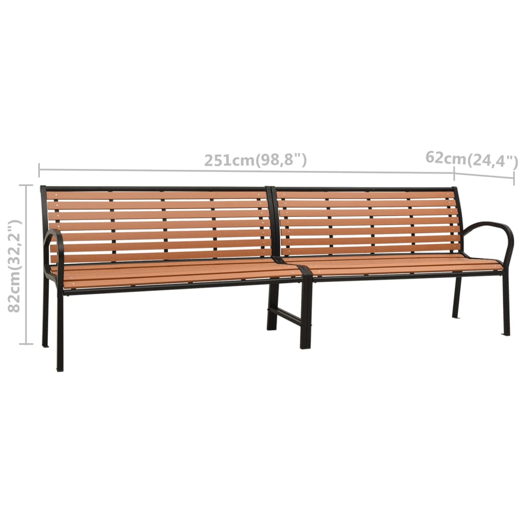 Twin Patio Bench 98.8" Steel and WPC