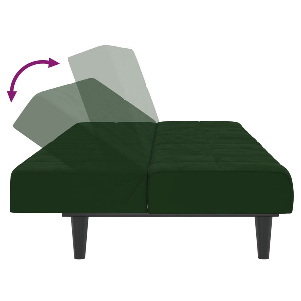 2-Seater Sofa Bed Dark Green Velvet