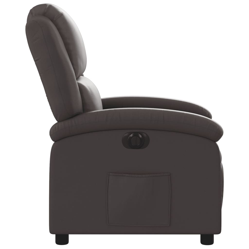 Electric Recliner Chair Dark Brown Real Leather