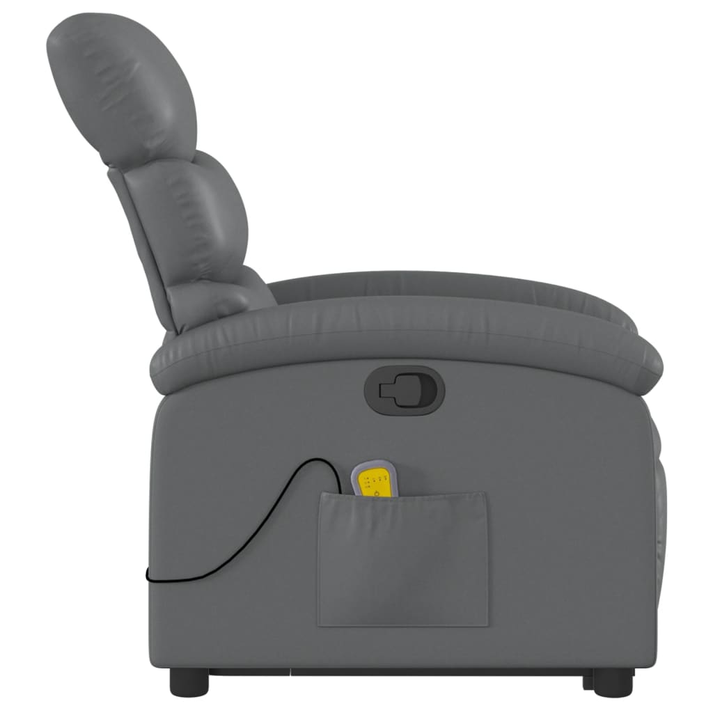 Stand up Massage Recliner Chair Gray Faux Leather