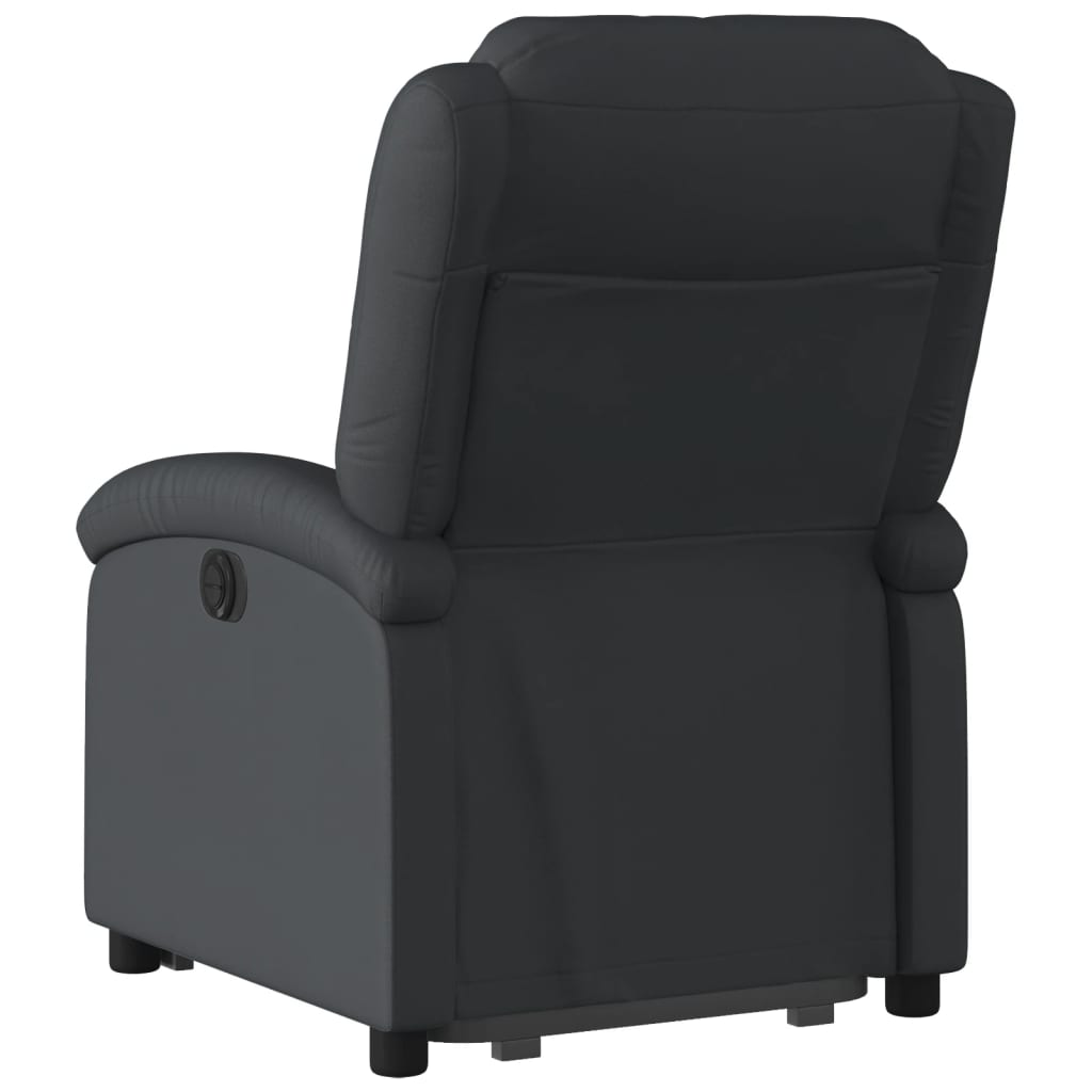 Stand up Recliner Chair Black Real Leather