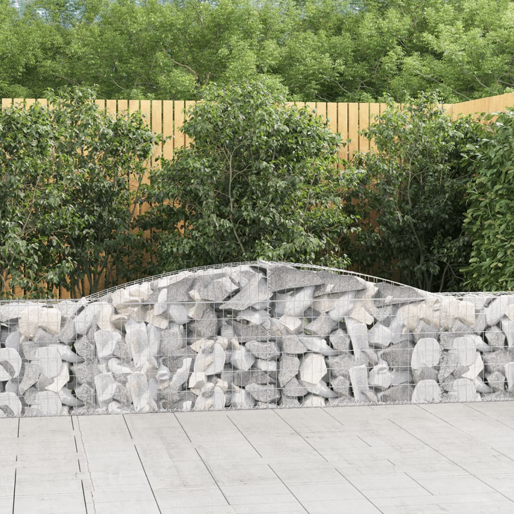 Arched Gabion Baskets 3 pcs 157.5"x11.8"x23.6"/31.5" Galvanized Iron