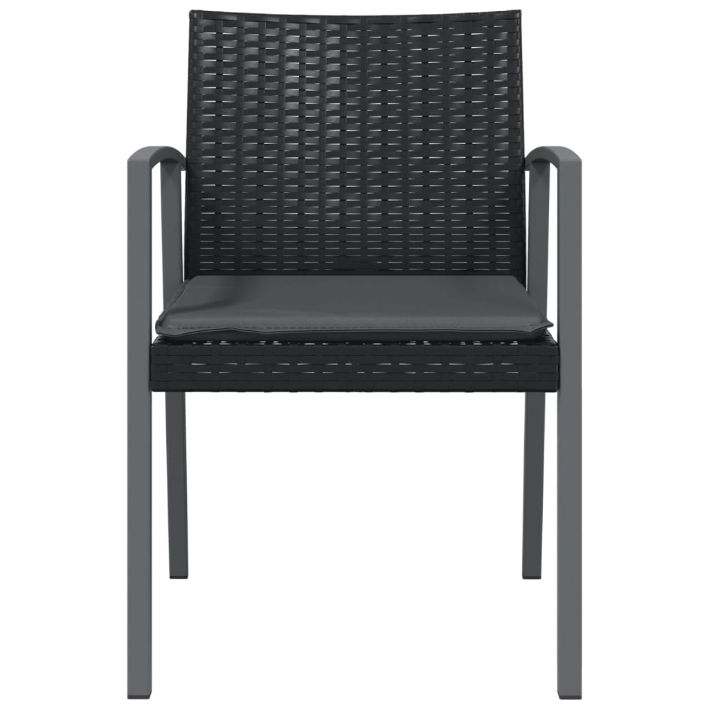 Patio Chairs with Cushions 2 pcs Black 22.2"x22.4"x32.7" Poly Rattan