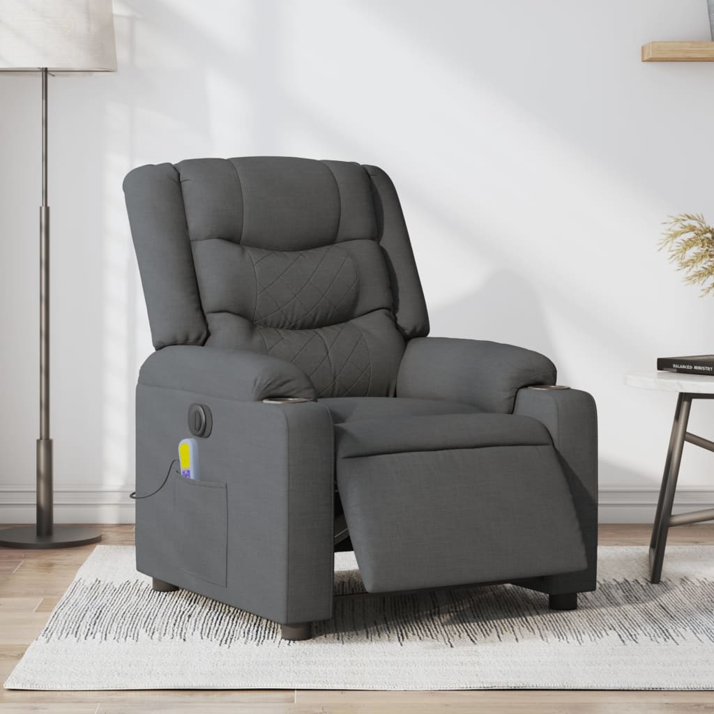 Electric Massage Recliner Chair Dark Gray Fabric