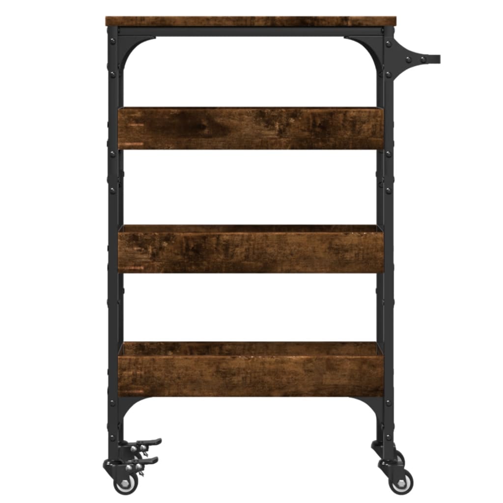 Kitchen Trolley Smoked Oak 20.9"x7.9"x29.9" Engineered Wood