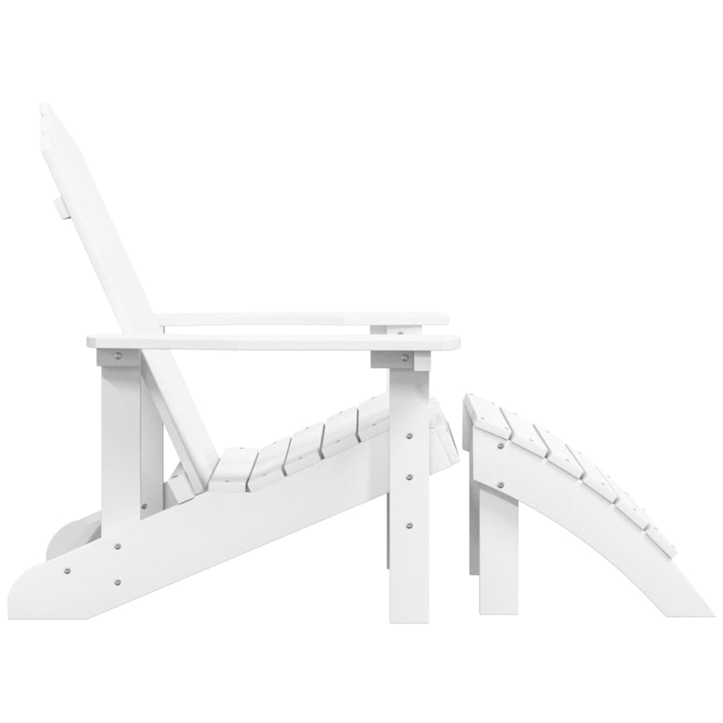 Patio Adirondack Chair with Footstool HDPE White