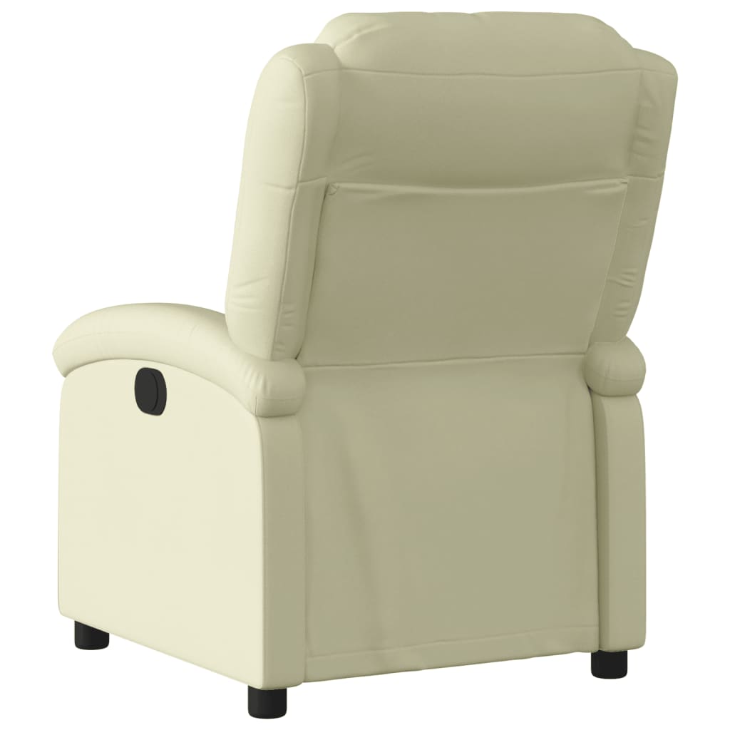 Electric Recliner Chair Cream Real Leather