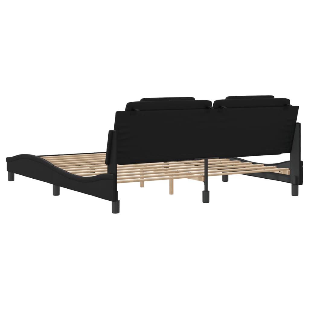 Bed Frame with Headboard Black 72"x83.9" California King Faux Leather