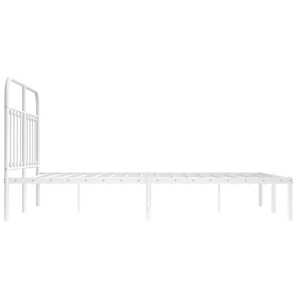 Metal Bed Frame without Mattress with Headboard White 53.1"x74.8"