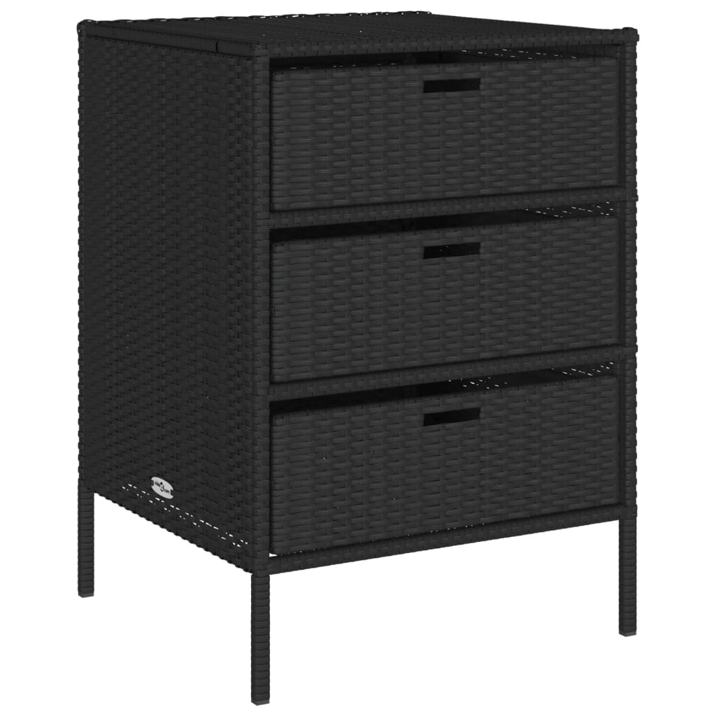 Patio Storage Cabinet Black 21.7"x23.2"x31.5" Poly Rattan