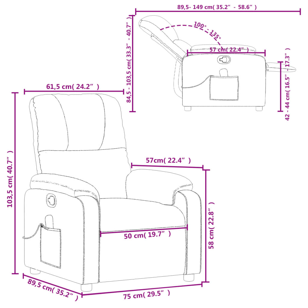 Massage Recliner Chair Black Microfiber Fabric