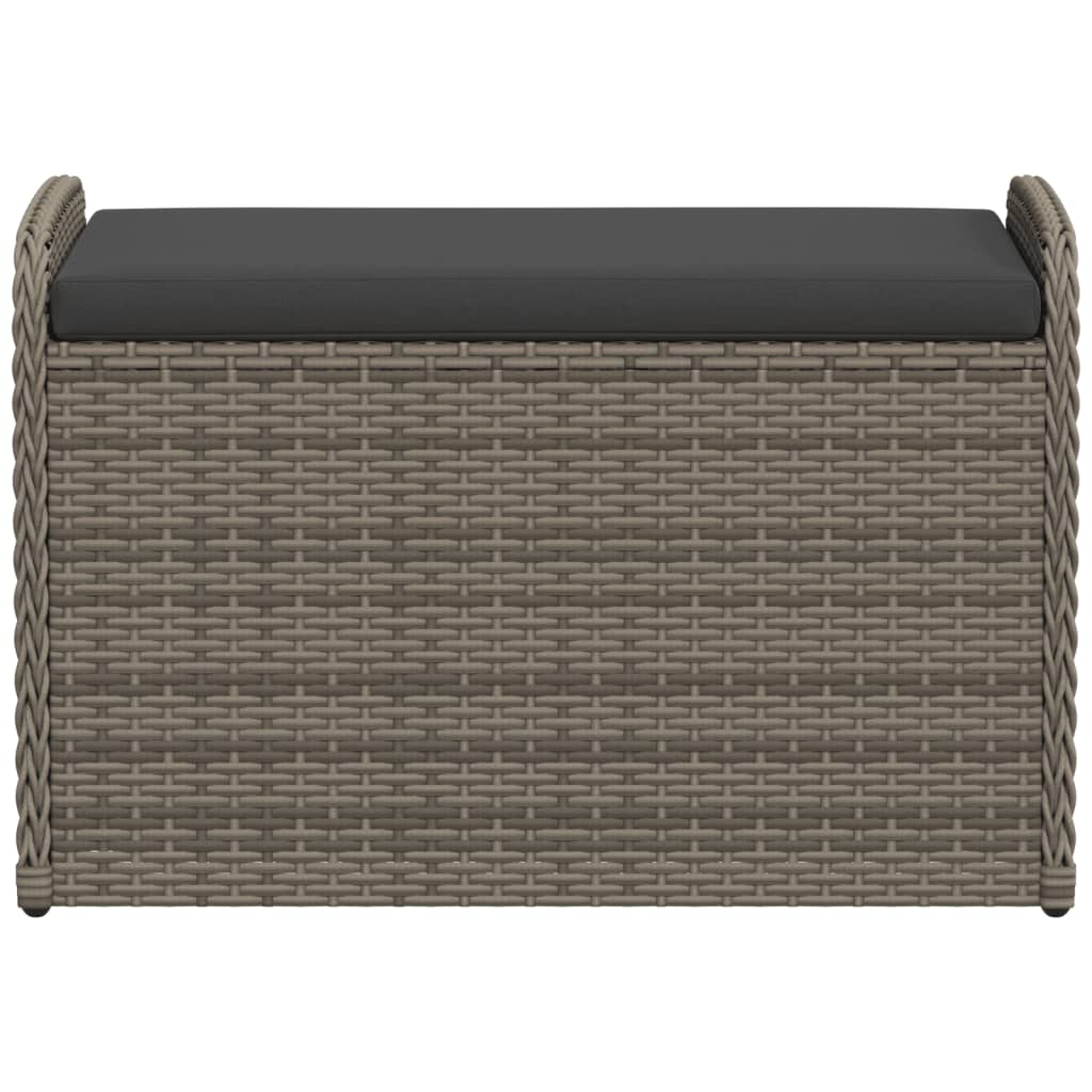 Storage Bench with Cushion Gray 31.5"x20.1"x20.5" Poly Rattan