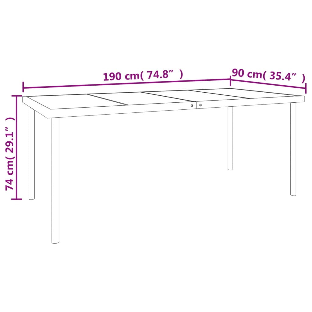 7 Piece Patio Dining Set Black Steel and Textilene