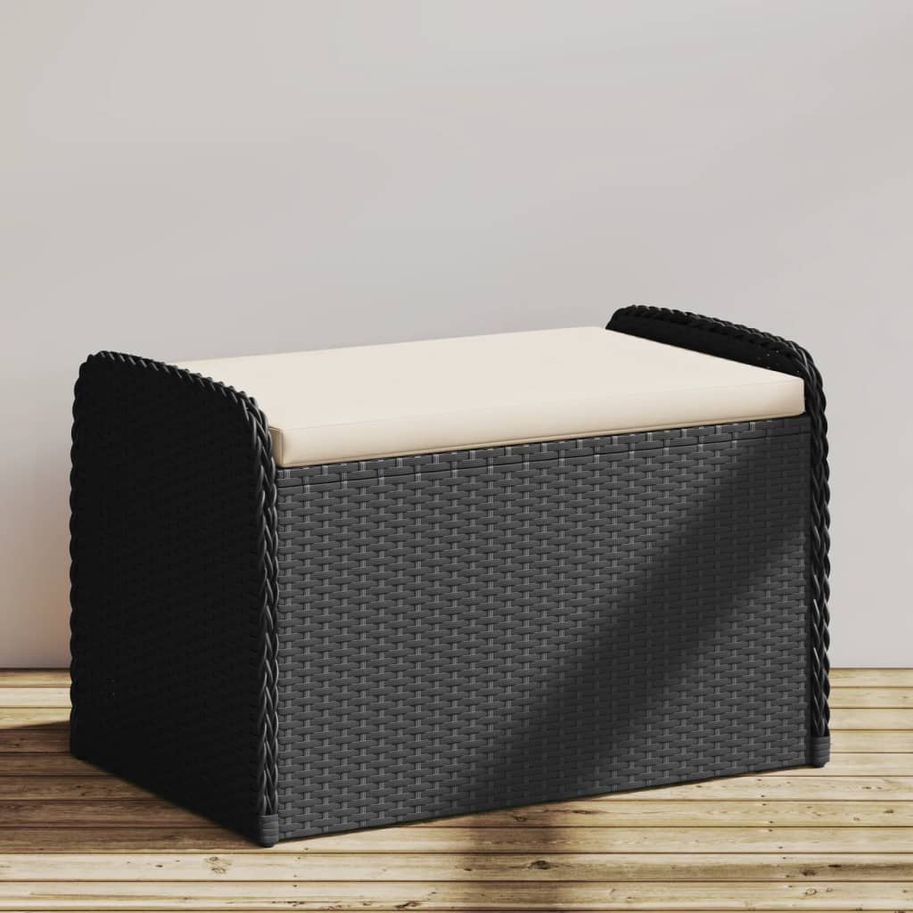 Storage Bench with Cushion Gray 31.5"x20.1"x20.5" Poly Rattan