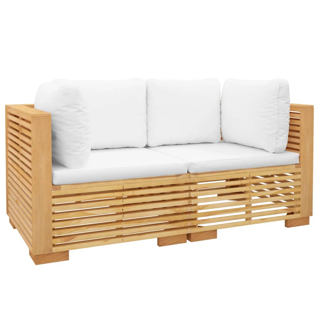 Patio Corner Sofas with Cushions 2 pcs Solid Wood Teak