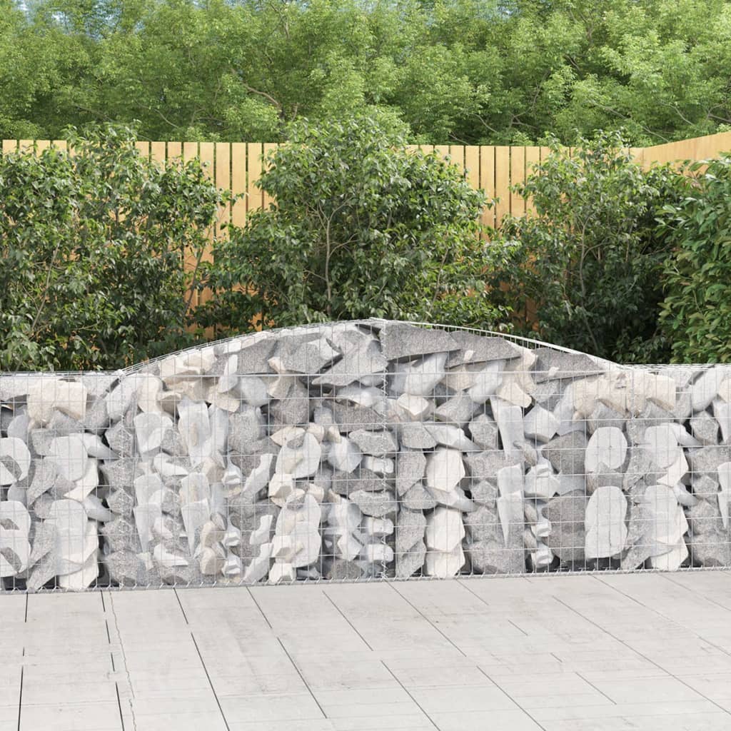 Arched Gabion Baskets 6 pcs 157.5"x11.8"x39.4"/47.2" Galvanized Iron