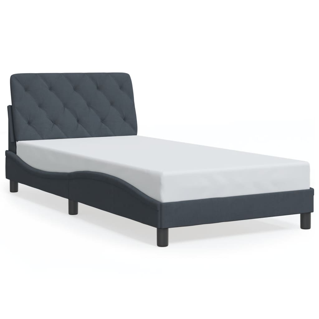 Bed Frame with LED without Mattress Light Gray 76"x79.9" Velvet