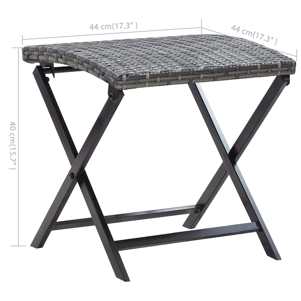 Folding Stool Poly Rattan Gray