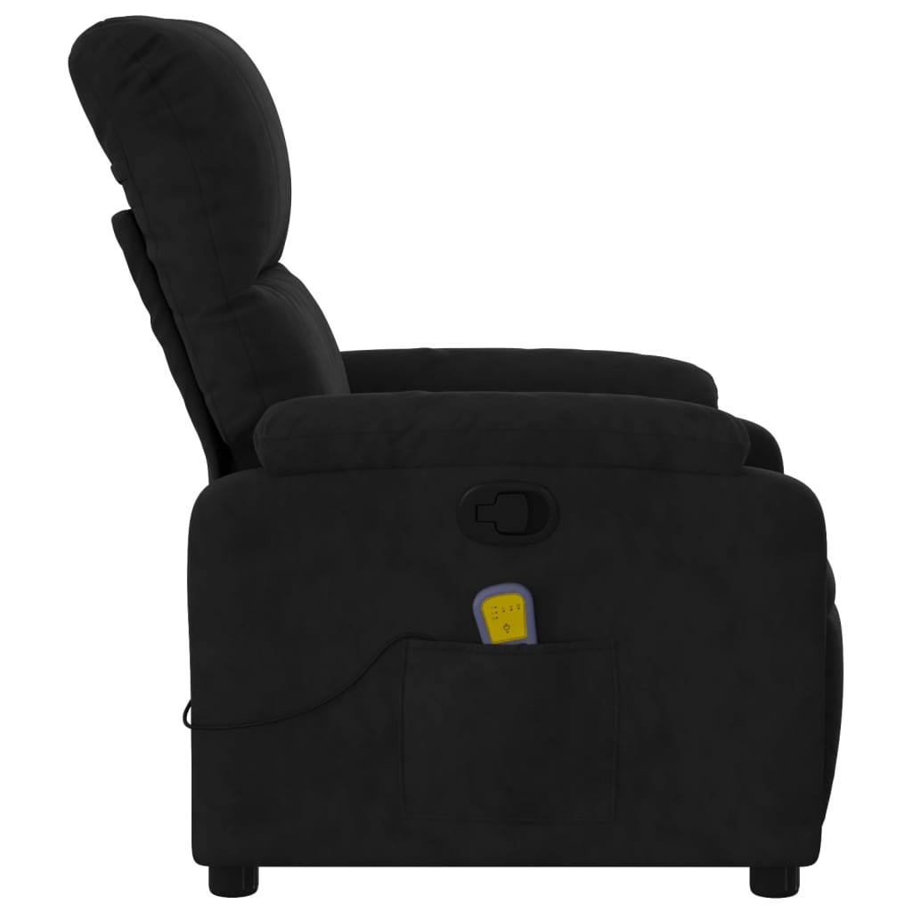 Massage Recliner Chair Black Microfiber Fabric