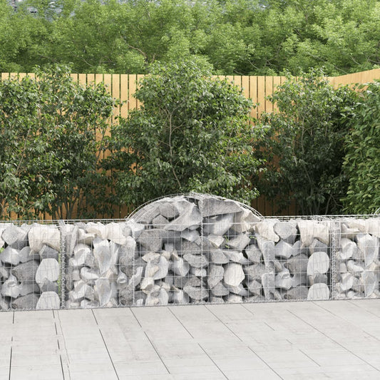 Arched Gabion Baskets 9 pcs 78.7"x19.7"x23.6"/31.5" Galvanized Iron