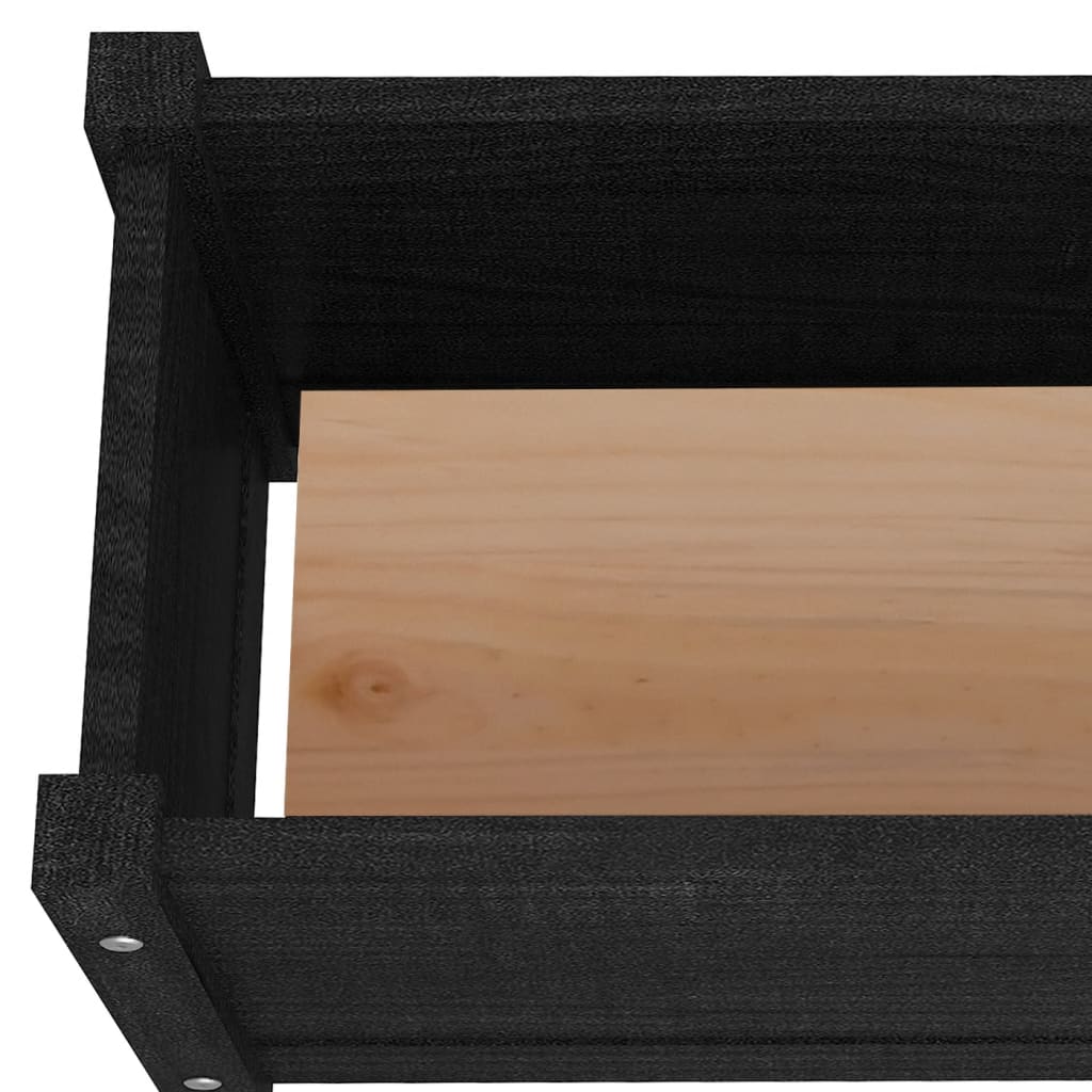 Garden Planters 2 pcs Black 23.6"x12.2"x12.2" Solid Wood Pine