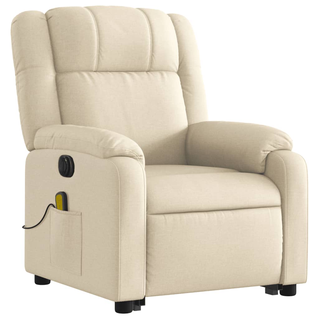 Electric Stand up Massage Recliner Chair Cream Fabric