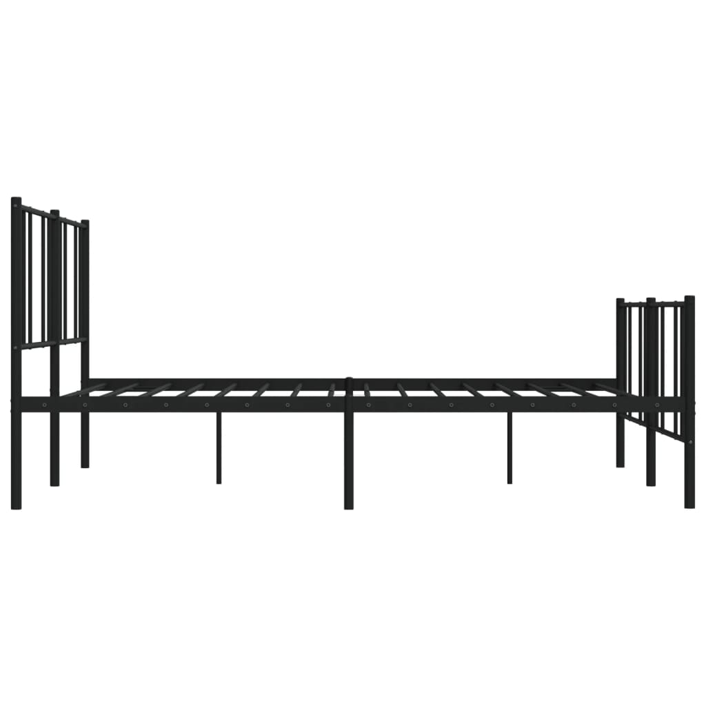 Metal Bed Frame without Mattress with Footboard Black 72"x83.9"