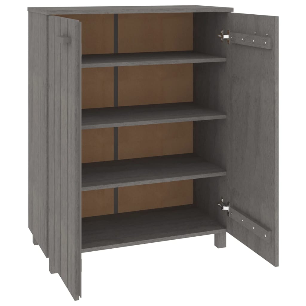 Shoe Cabinet HAMAR Light Gray 33.5"x15.7"x42.5" Solid Wood Pine