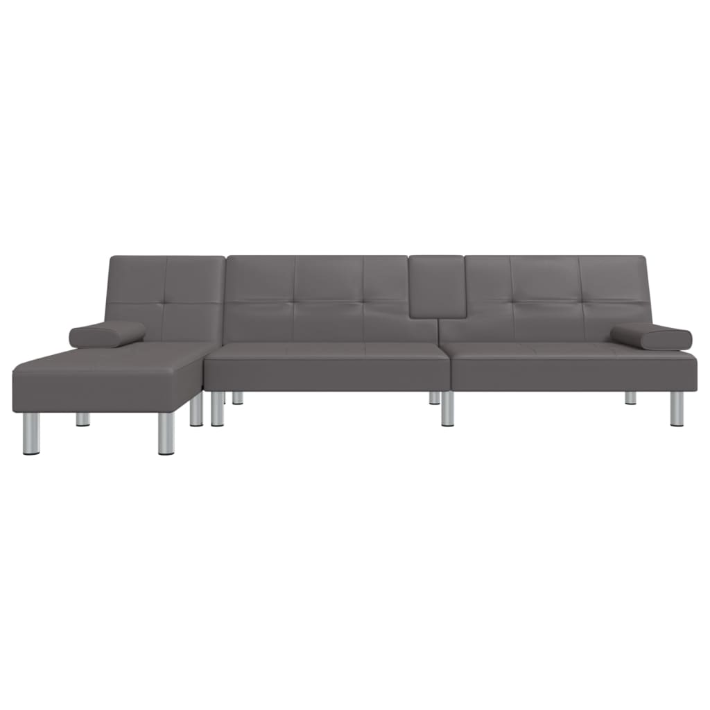 L-shaped Sofa Bed Gray 100.4"x55.1"x27.6" Faux Leather