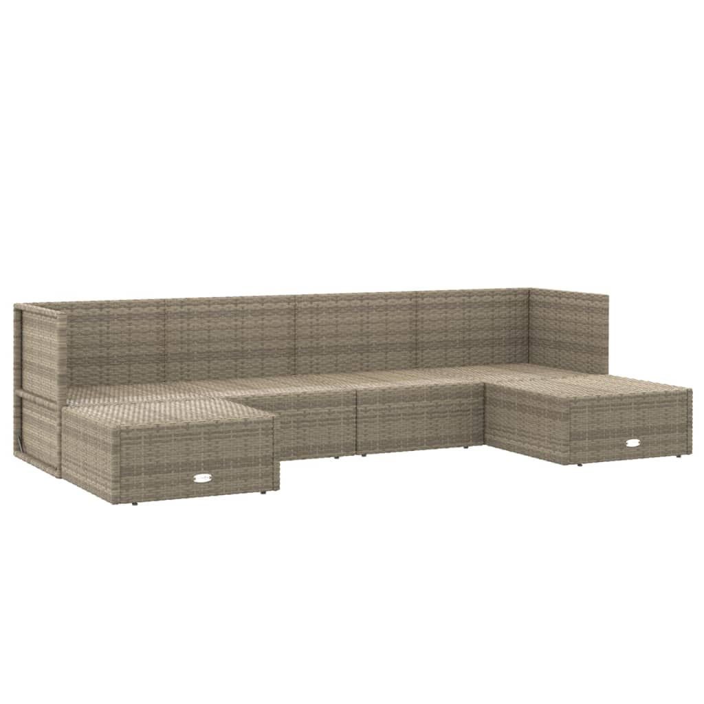 6 Piece Patio Lounge Set with Cushions Gray Poly Rattan