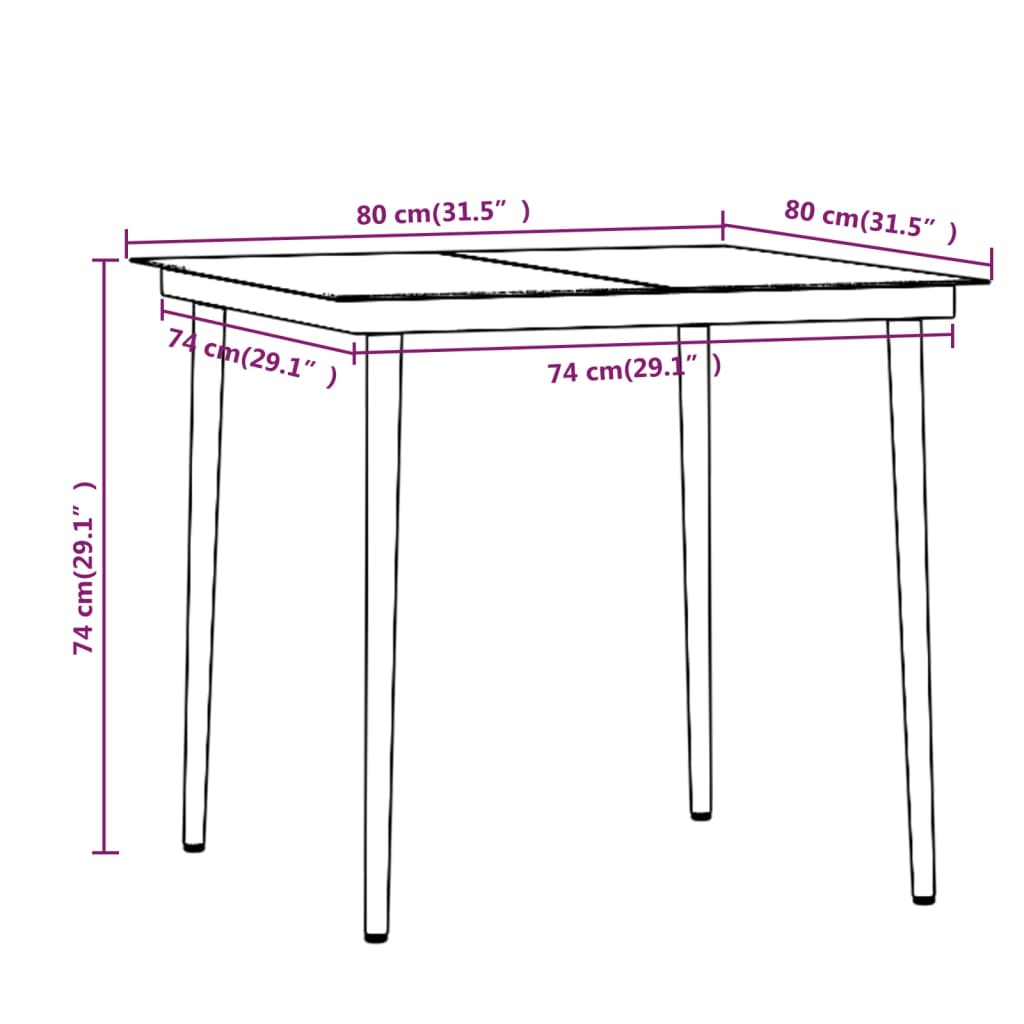 5 Piece Patio Dining Set with Cushions Gray and Black