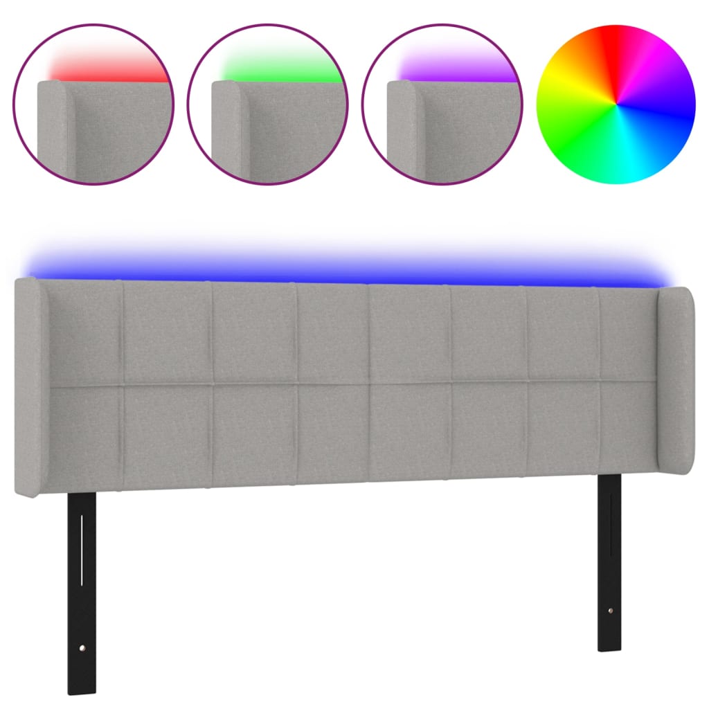 LED Headboard Light Gray 57.9"x6.3"x30.7"/34.6" Fabric