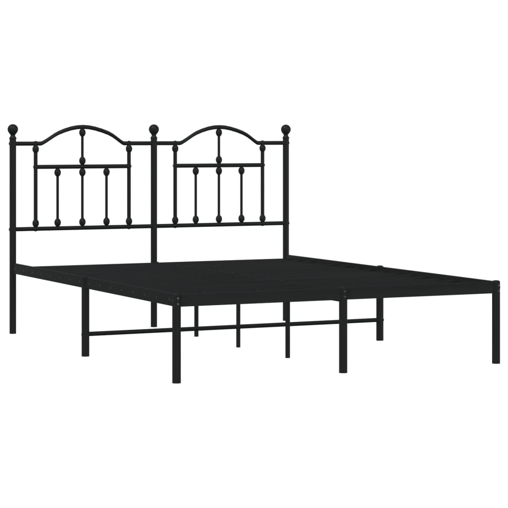 Metal Bed Frame without Mattress with Headboard Black 59.1"x78.7"