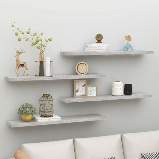 Floating Wall Shelves 4 pcs Concrete Gray 47.2"x9.3"x1.5" MDF