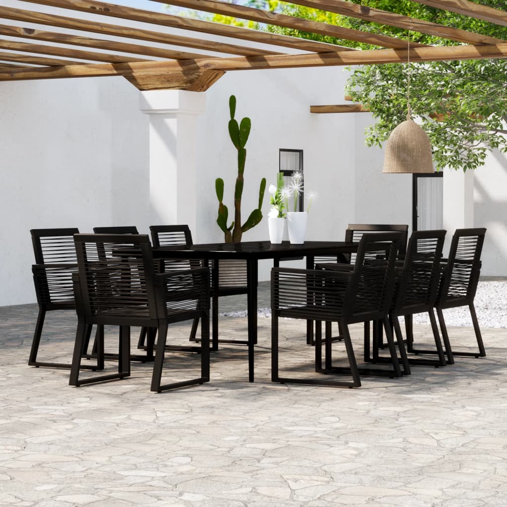 9 Piece Patio Dining Set Black