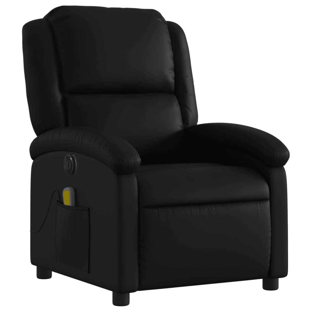 Electric Massage Recliner Chair Black Faux Leather