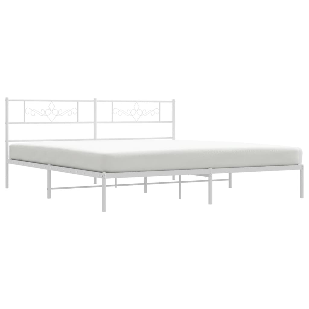 Metal Bed Frame without Mattress with Headboard White 76"x79.9"