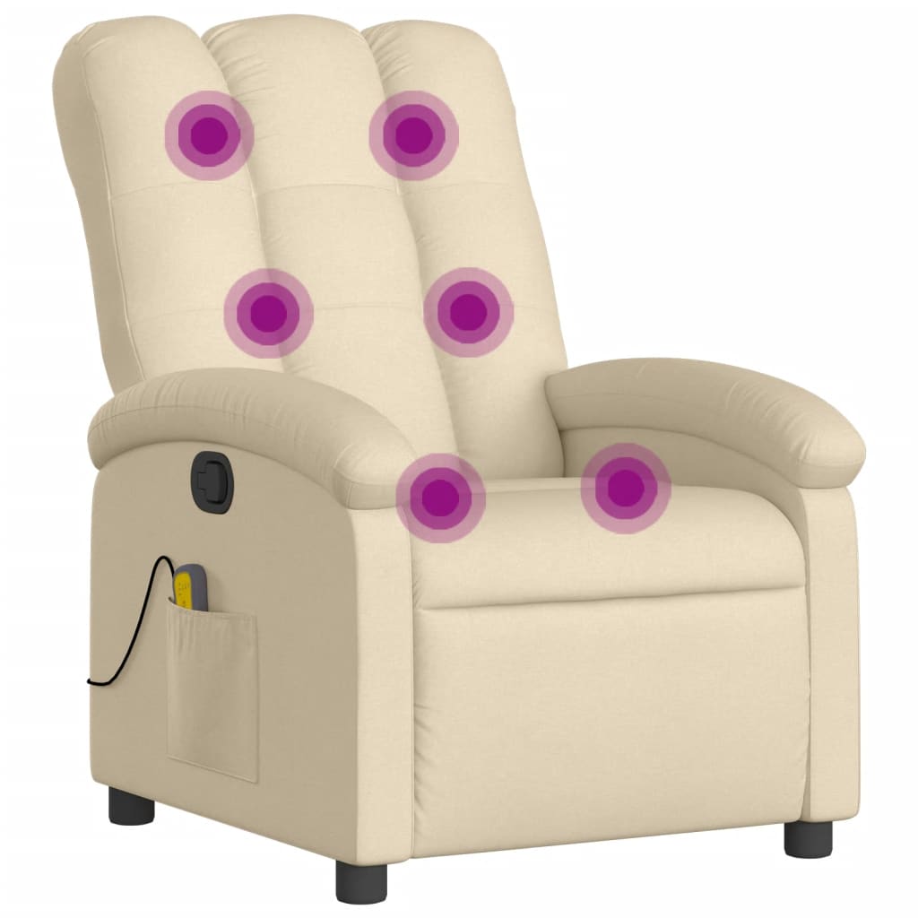 Massage Recliner Chair Cream Fabric