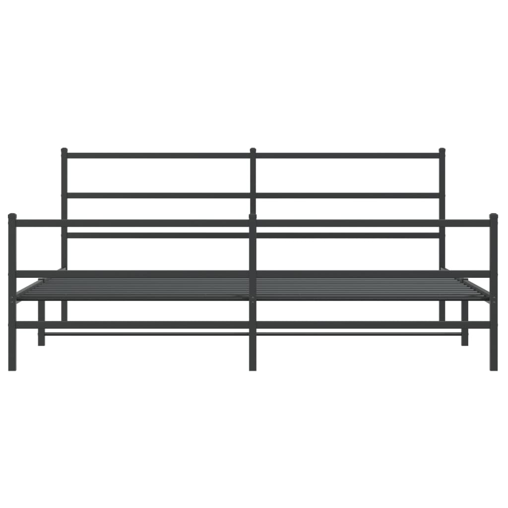 Metal Bed Frame without Mattress with Footboard��Black 76"x79.9"