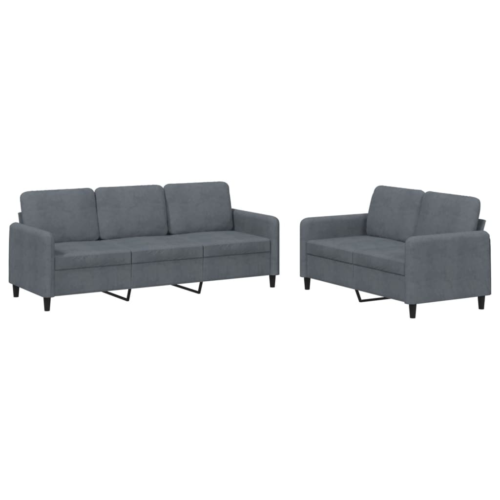 2 Piece Sofa Set Dark Gray Velvet