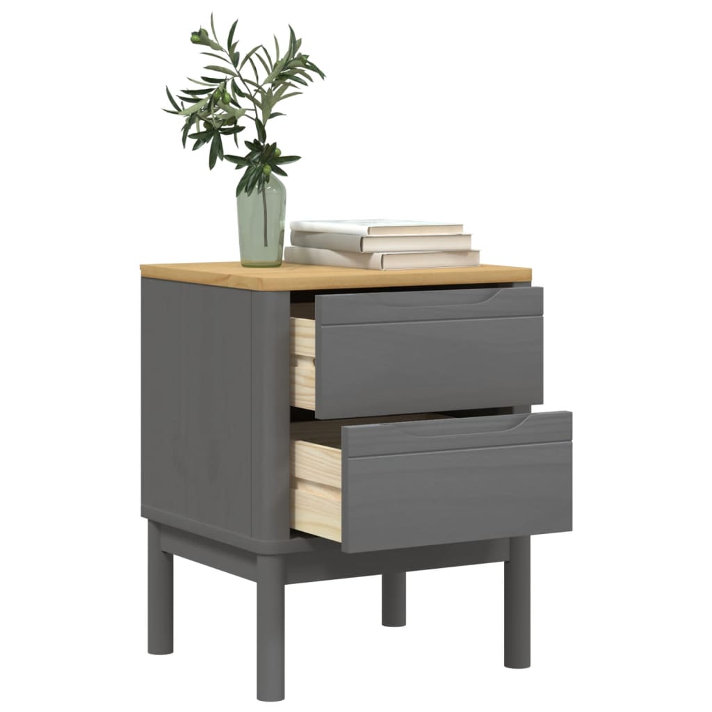 Bedside Cabinet FLORO Gray 17.7"x15.4"x22.4" Solid Wood Pine